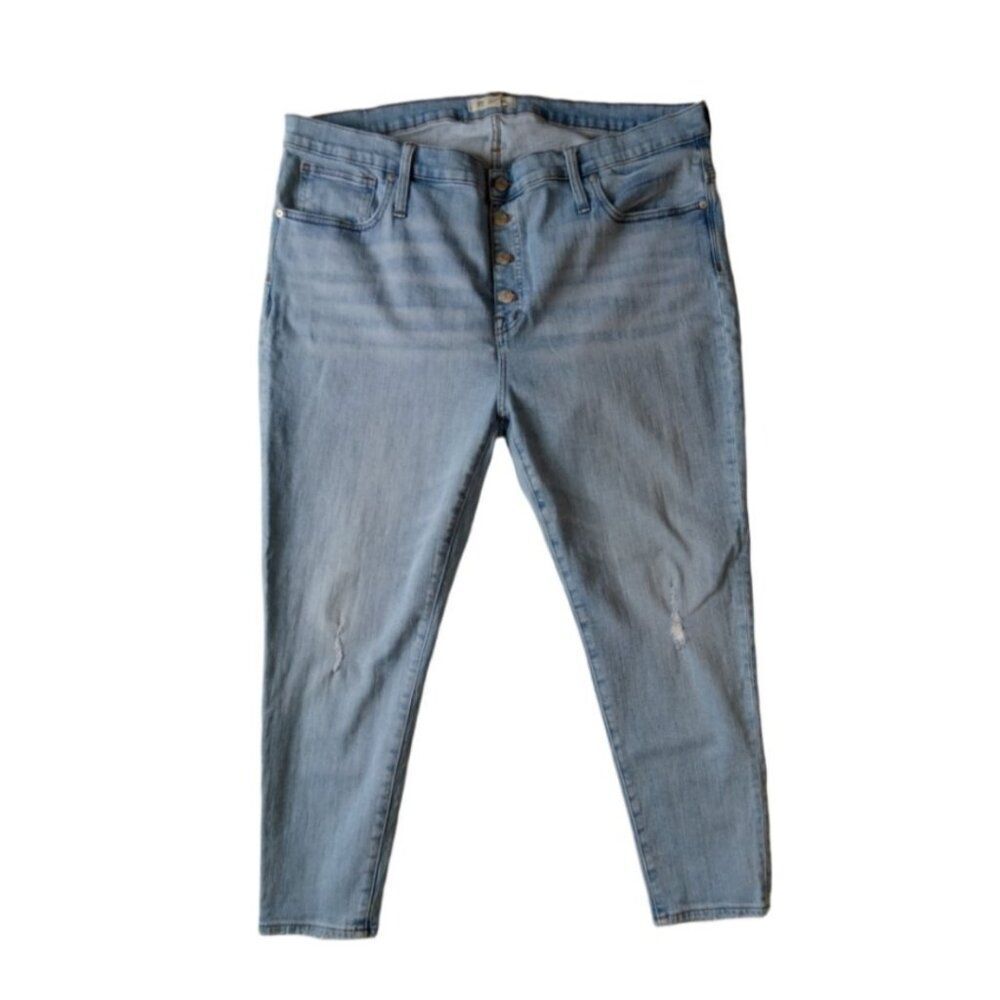 Madewell Plus Size Light Wash Distressed 9" High Rise Skinny Jeans Women's 36